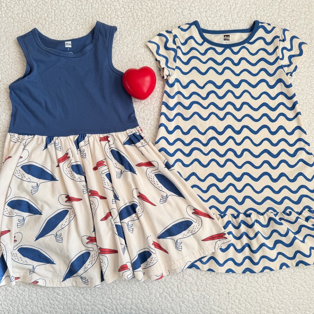 Tea Collection Blue and Cream Dress Set